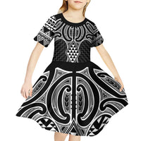 Ma Maori Ta Moko Poutama Art Kid Short Sleeve Dress LT9 - Polynesian Pride