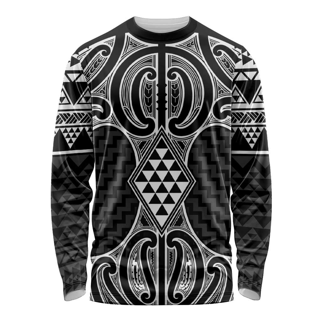 Ma Maori Ta Moko Poutama Art Long Sleeve Shirt LT9 Unisex White - Polynesian Pride