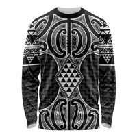 Ma Maori Ta Moko Poutama Art Long Sleeve Shirt LT9 Unisex White - Polynesian Pride