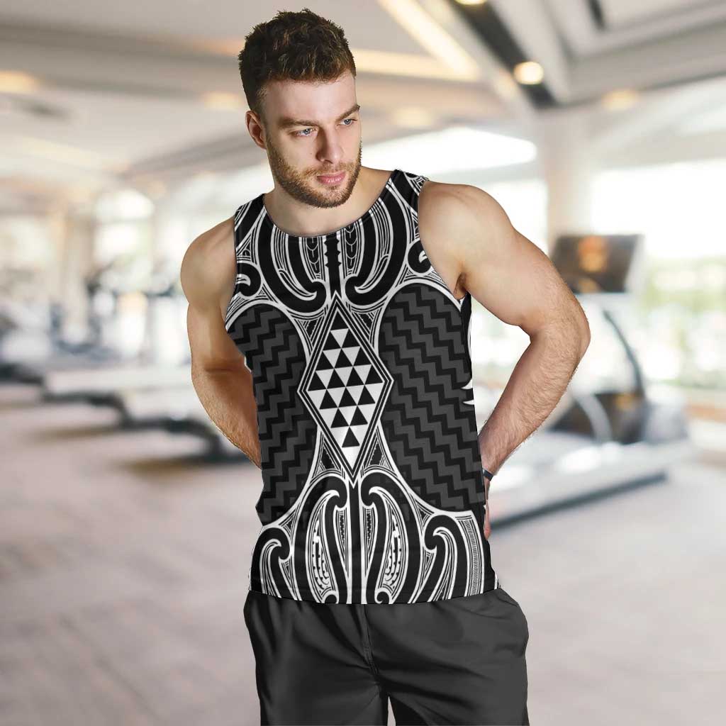 Ma Maori Ta Moko Poutama Art Men Tank Top LT9 White - Polynesian Pride