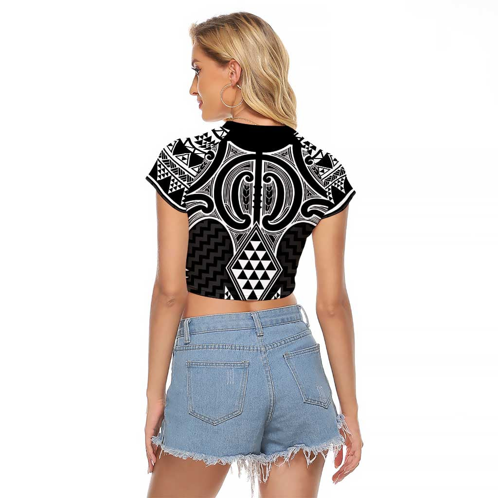 Ma Maori Ta Moko Poutama Art Raglan Cropped T Shirt