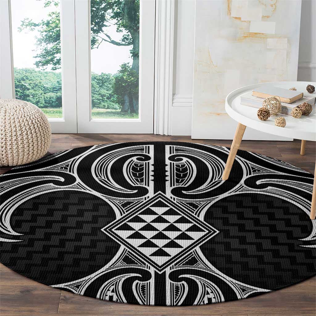 Ma Maori Ta Moko Poutama Art Round Carpet