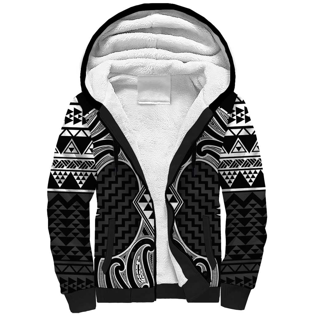 Ma Maori Ta Moko Poutama Art Sherpa Hoodie LT9 Unisex White - Polynesian Pride