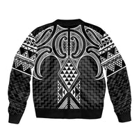 Ma Maori Ta Moko Poutama Art Sleeve Zip Bomber Jacket