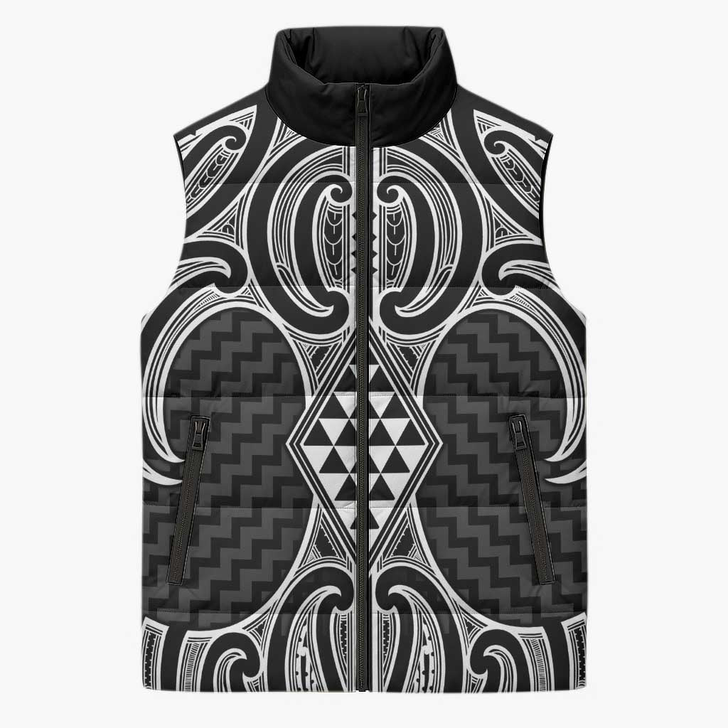 Ma Maori Ta Moko Poutama Art Sleeveless Puffer Jacket - Polynesian Pride