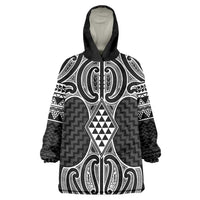 Ma Maori Ta Moko Poutama Art Wearable Blanket Hoodie LT9 One Size White - Polynesian Pride