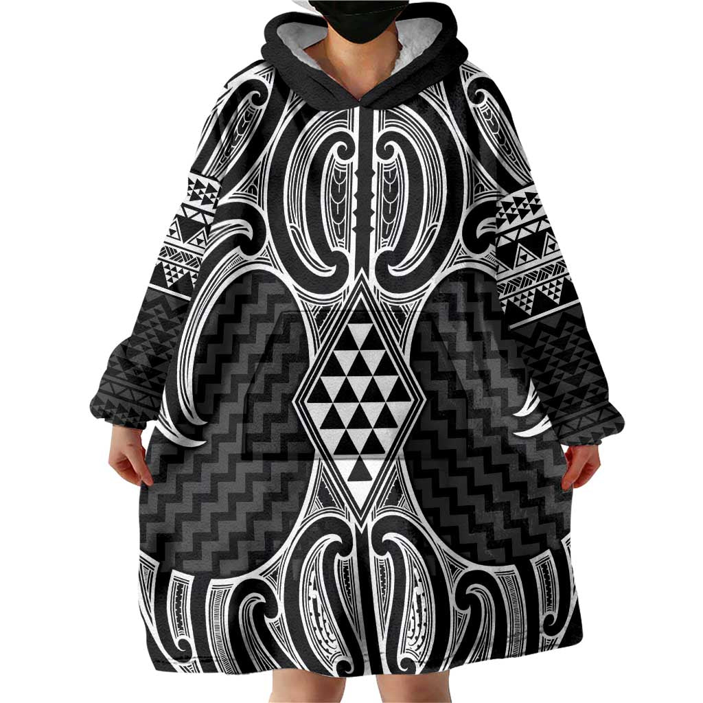 Ma Maori Ta Moko Poutama Art Wearable Blanket Hoodie LT9 - Polynesian Pride