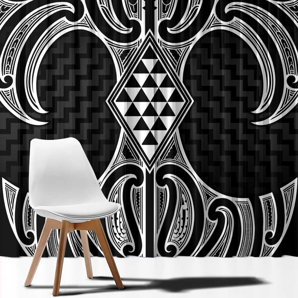 Ma Maori Ta Moko Poutama Art Window Curtain