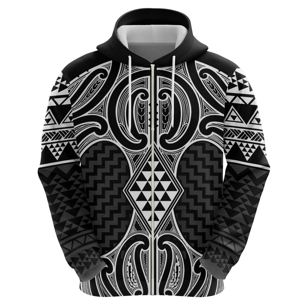 Ma Maori Ta Moko Poutama Art Zip Hoodie