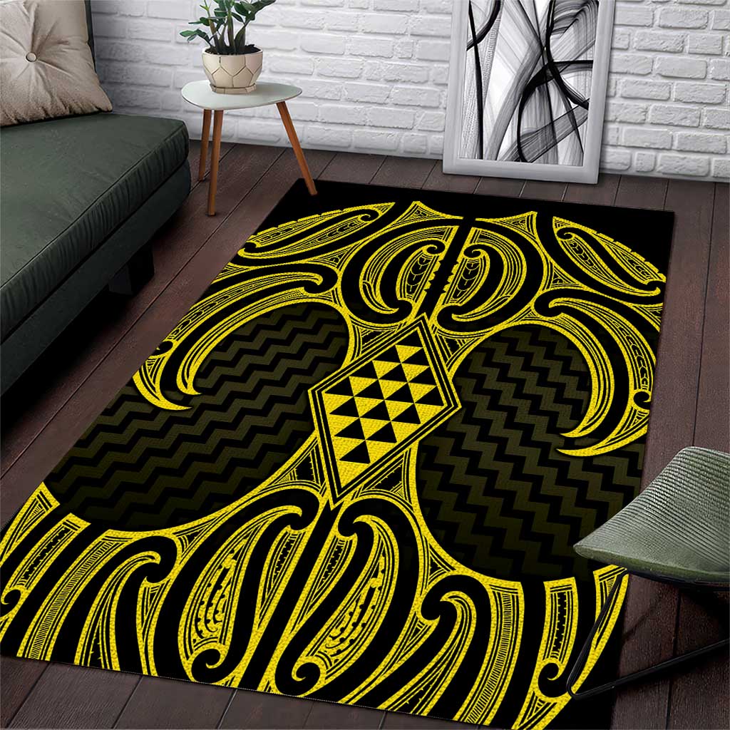 Mahi-dawg Maori Ta Moko Poutama Art Area Rug