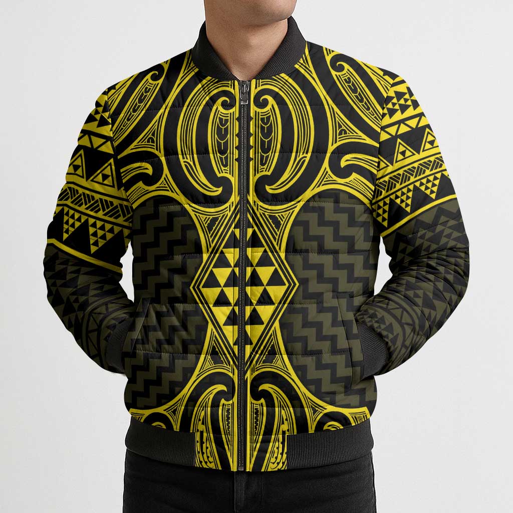 Mahi-dawg Maori Ta Moko Poutama Art Bomber Puffer Jacket - Polynesian Pride