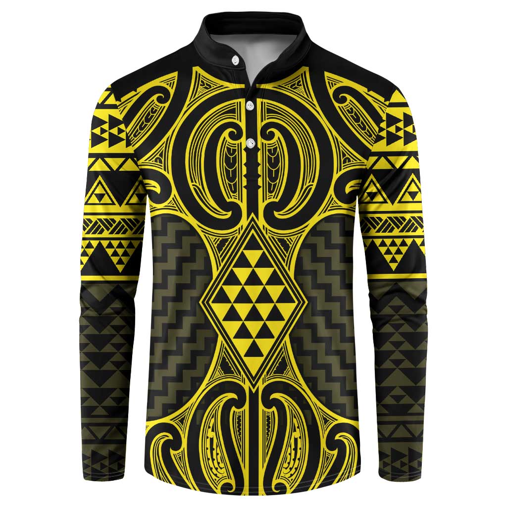 Mahi-dawg Maori Ta Moko Poutama Art Button Sweatshirt