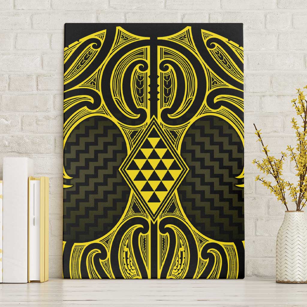 Mahi-dawg Maori Ta Moko Poutama Art Canvas Wall Art LT9 Without Frame Yellow - Polynesian Pride