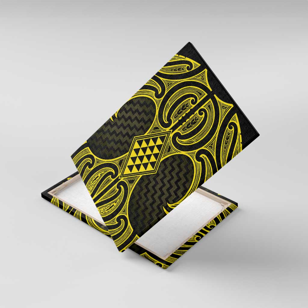 Mahi-dawg Maori Ta Moko Poutama Art Canvas Wall Art LT9 With Frame Yellow - Polynesian Pride