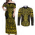 Mahi-dawg Maori Ta Moko Poutama Art Couples Matching Off Shoulder Maxi Dress and Long Sleeve Button Shirt