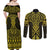 Mahi-dawg Maori Ta Moko Poutama Art Couples Matching Off Shoulder Maxi Dress and Long Sleeve Button Shirt