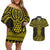 Mahi-dawg Maori Ta Moko Poutama Art Couples Matching Off Shoulder Short Dress and Hawaiian Shirt