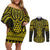Mahi-dawg Maori Ta Moko Poutama Art Couples Matching Off Shoulder Short Dress and Long Sleeve Button Shirt