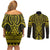 Mahi-dawg Maori Ta Moko Poutama Art Couples Matching Off Shoulder Short Dress and Long Sleeve Button Shirt