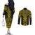 Mahi-dawg Maori Ta Moko Poutama Art Couples Matching Off The Shoulder Long Sleeve Dress and Long Sleeve Button Shirt