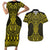 Mahi-dawg Maori Ta Moko Poutama Art Couples Matching Short Sleeve Bodycon Dress and Hawaiian Shirt