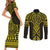 Mahi-dawg Maori Ta Moko Poutama Art Couples Matching Short Sleeve Bodycon Dress and Long Sleeve Button Shirt