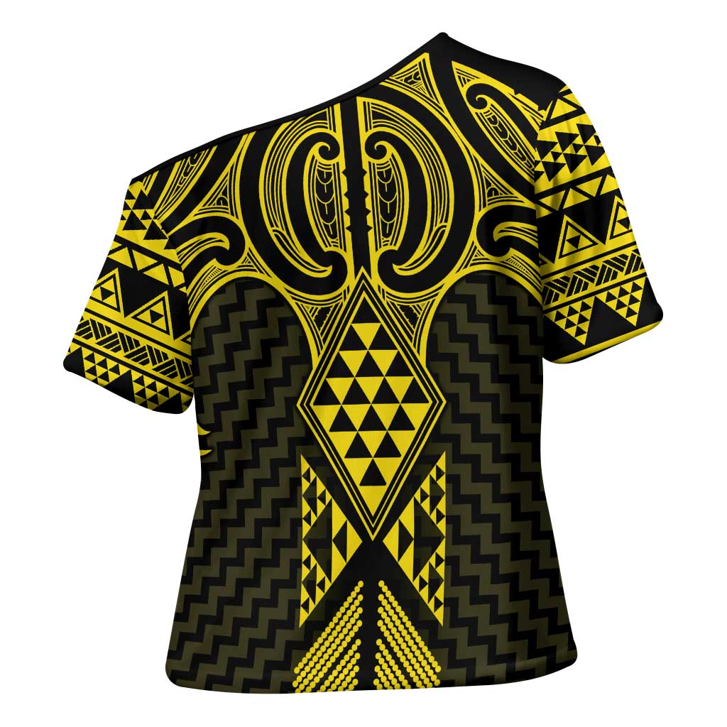 Mahi-dawg Maori Ta Moko Poutama Art Cross Shoulder Shirt - Polynesian Pride