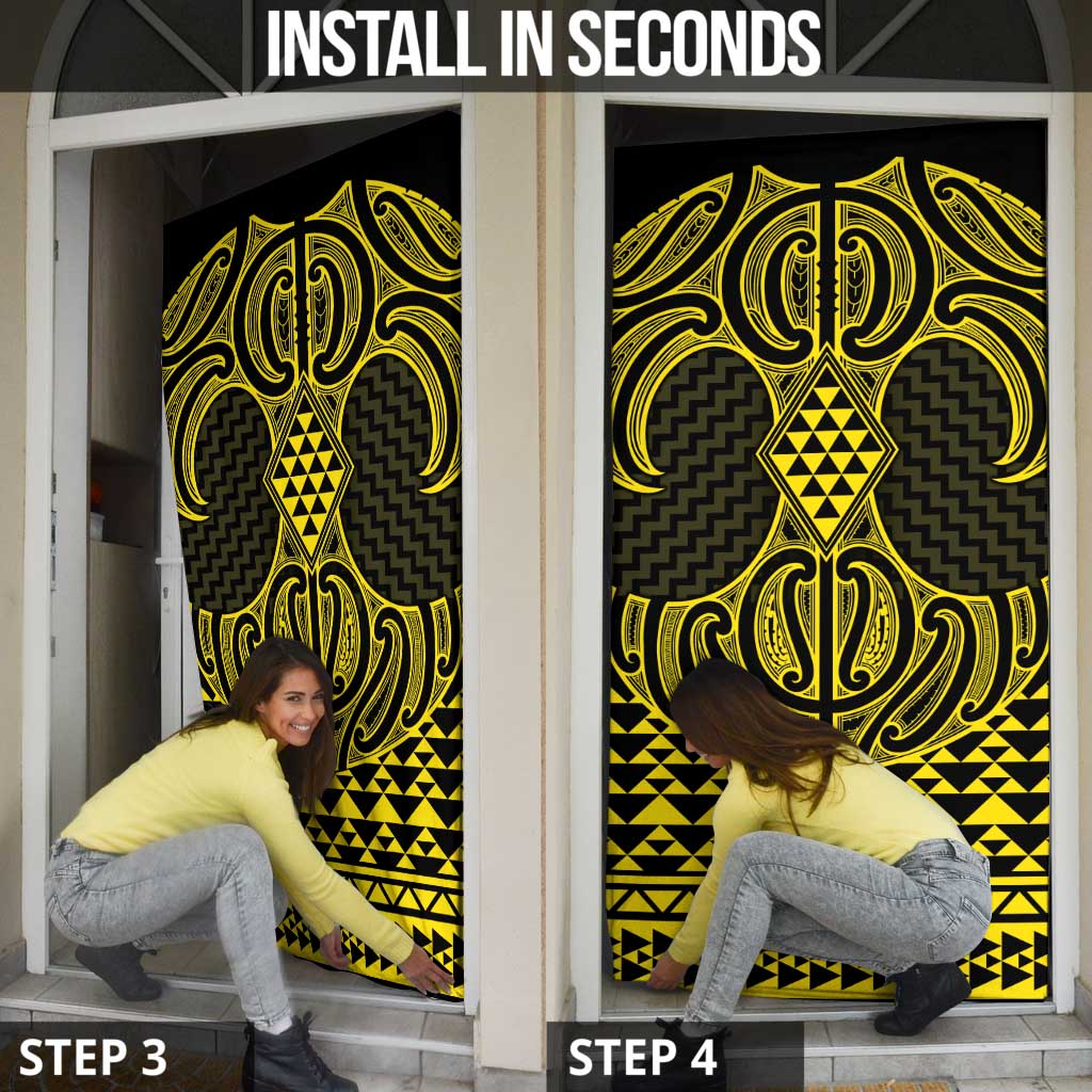 Mahi-dawg Maori Ta Moko Poutama Art Door Cover - Polynesian Pride