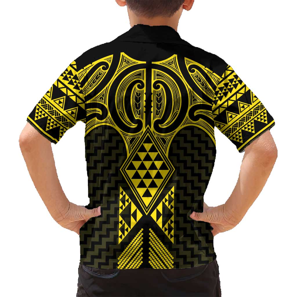 Mahi-dawg Maori Ta Moko Poutama Art Family Matching Off Shoulder Maxi Dress and Hawaiian Shirt
