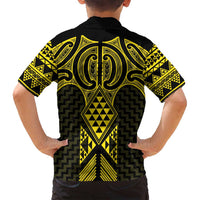 Mahi-dawg Maori Ta Moko Poutama Art Family Matching Off Shoulder Maxi Dress and Hawaiian Shirt