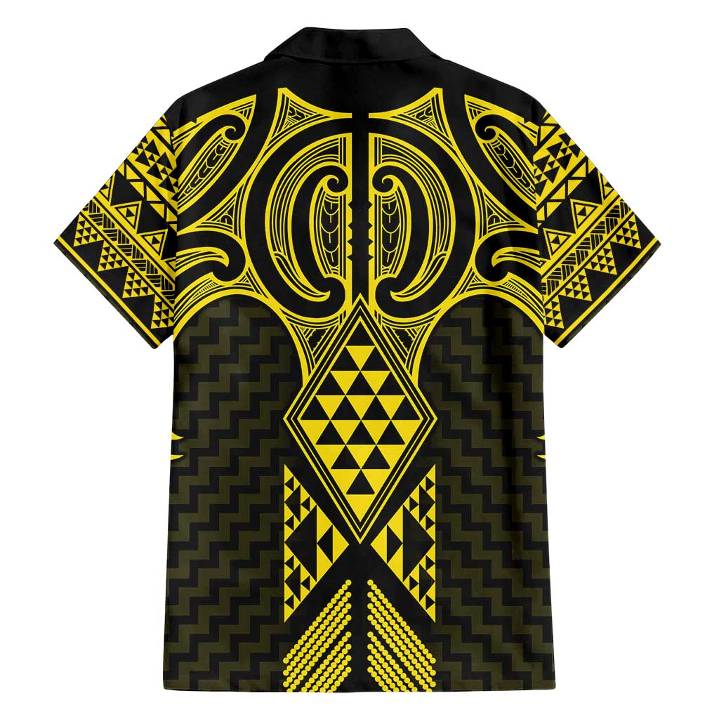 Mahi-dawg Maori Ta Moko Poutama Art Family Matching Off Shoulder Short Dress and Hawaiian Shirt