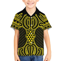 Mahi-dawg Maori Ta Moko Poutama Art Family Matching Short Sleeve Bodycon Dress and Hawaiian Shirt