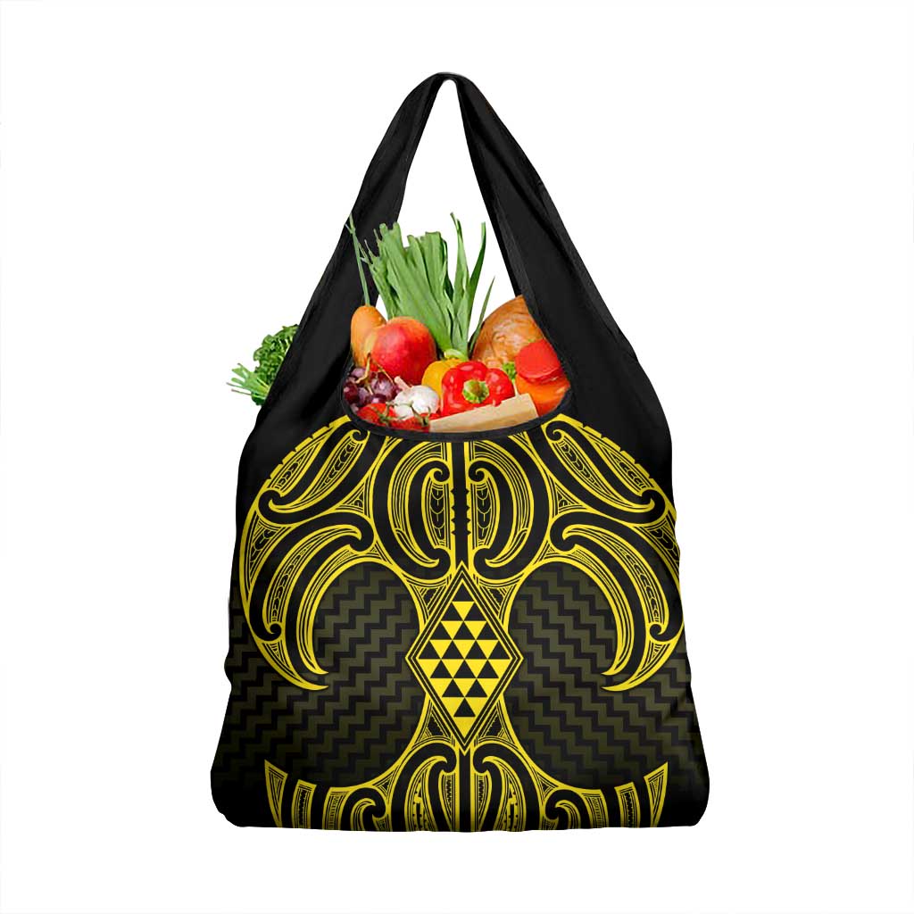 Mahi-dawg Maori Ta Moko Poutama Art Grocery Bag LT9 1-pack One Size Yellow - Polynesian Pride