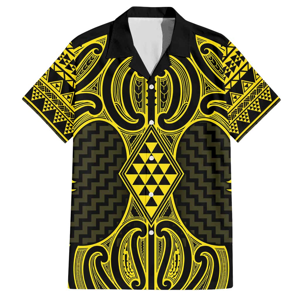 Mahi-dawg Maori Ta Moko Poutama Art Hawaiian Shirt LT9 Yellow - Polynesian Pride