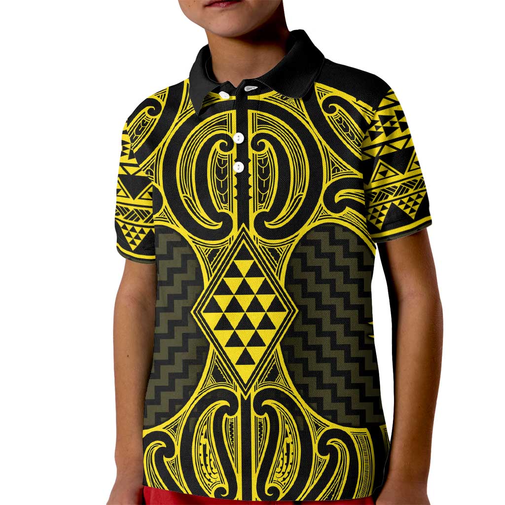 Mahi-dawg Maori Ta Moko Poutama Art Kid Polo Shirt
