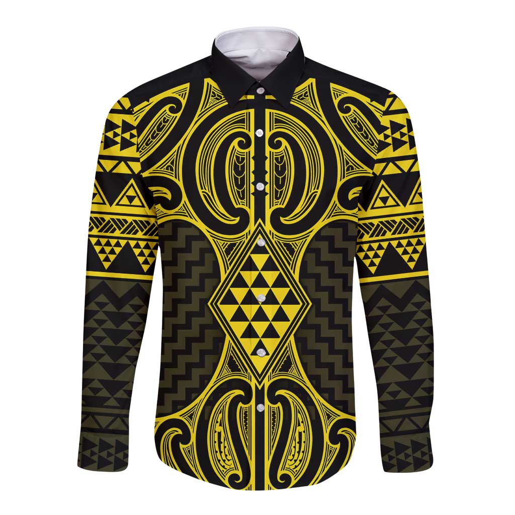 Mahi-dawg Maori Ta Moko Poutama Art Long Sleeve Button Shirt