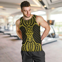 Mahi-dawg Maori Ta Moko Poutama Art Men Tank Top LT9 Yellow - Polynesian Pride