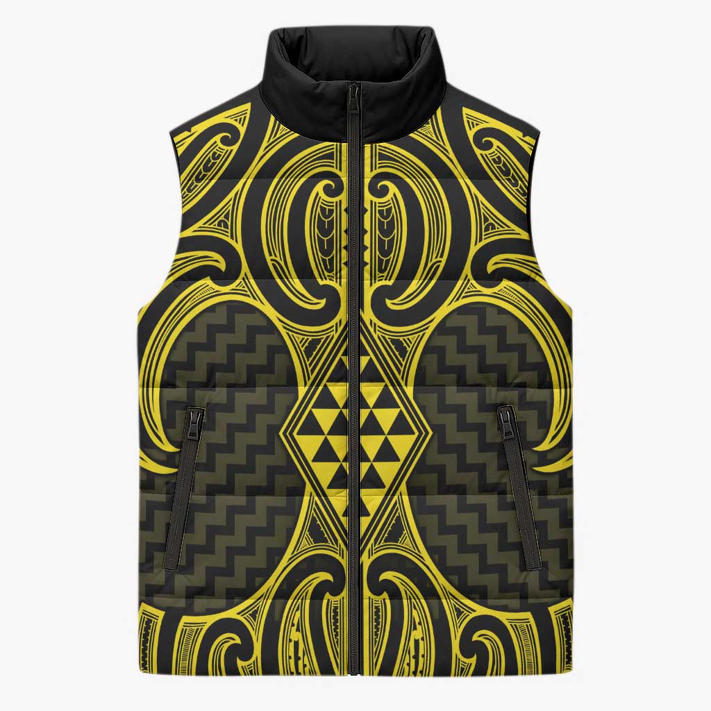 Mahi-dawg Maori Ta Moko Poutama Art Sleeveless Puffer Jacket - Polynesian Pride