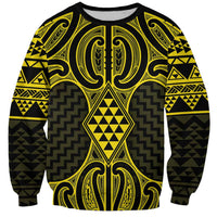 Mahi-dawg Maori Ta Moko Poutama Art Sweatshirt LT9 Unisex Yellow - Polynesian Pride