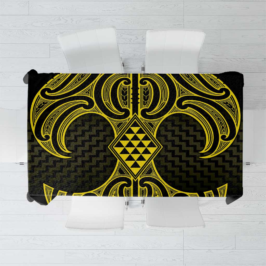 Mahi-dawg Maori Ta Moko Poutama Art Tablecloth LT9 Yellow - Polynesian Pride