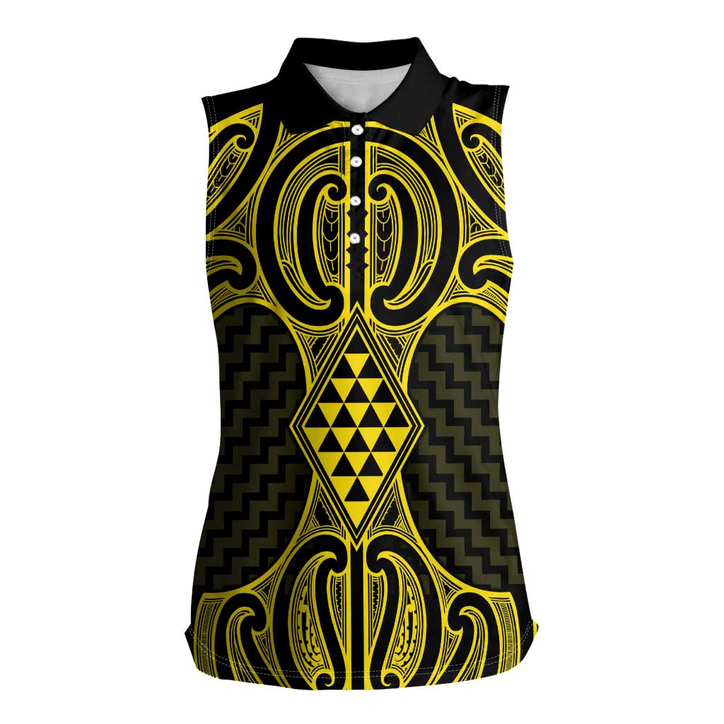 Mahi-dawg Maori Ta Moko Poutama Art Women Sleeveless Polo Shirt