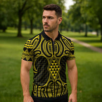 Mahi-dawg Maori Ta Moko Poutama Art Zipper Polo Shirt - Polynesian Pride