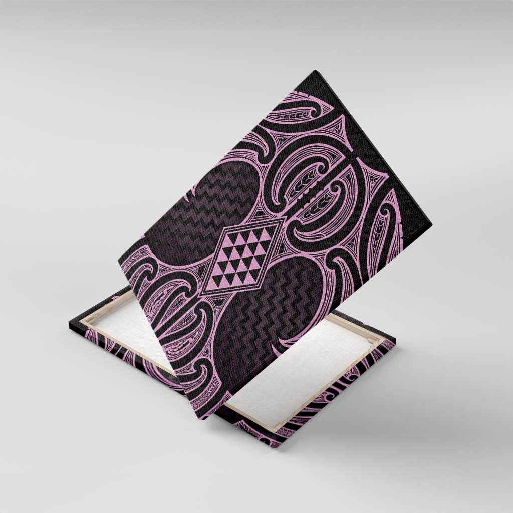 Mawhero Maori Ta Moko Poutama Art Canvas Wall Art LT9 With Frame Pink - Polynesian Pride