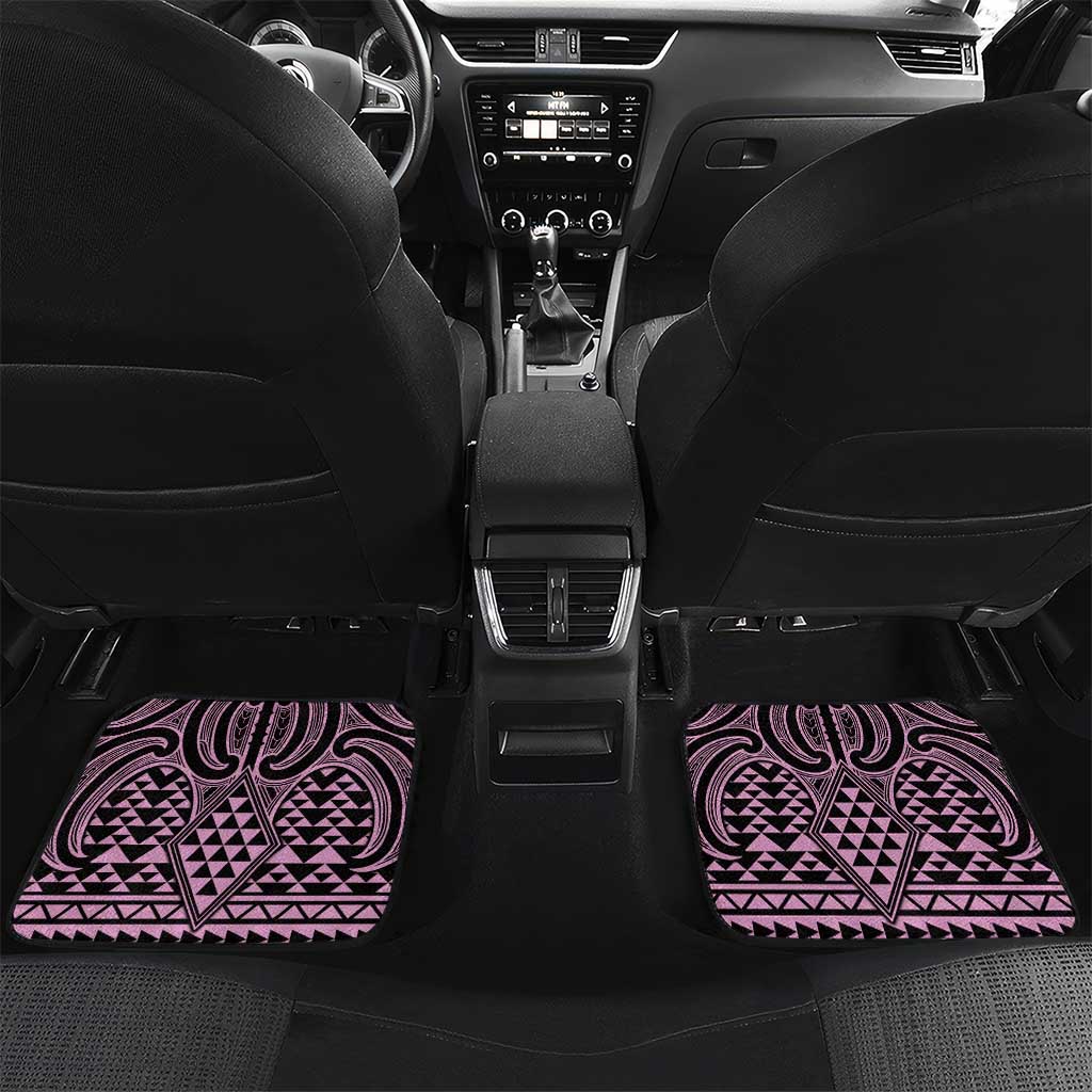 Mawhero Maori Ta Moko Poutama Art Car Mats LT9 Set 2pcs - Back Pink - Polynesian Pride