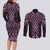 Mawhero Maori Ta Moko Poutama Art Couples Matching Long Sleeve Bodycon Dress and Long Sleeve Button Shirt