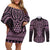 Mawhero Maori Ta Moko Poutama Art Couples Matching Off Shoulder Short Dress and Long Sleeve Button Shirt