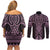 Mawhero Maori Ta Moko Poutama Art Couples Matching Off Shoulder Short Dress and Long Sleeve Button Shirt