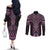 Mawhero Maori Ta Moko Poutama Art Couples Matching Off The Shoulder Long Sleeve Dress and Long Sleeve Button Shirt