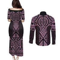 Mawhero Maori Ta Moko Poutama Art Couples Matching Puletasi and Long Sleeve Button Shirt LT9 - Polynesian Pride