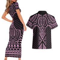 Mawhero Maori Ta Moko Poutama Art Couples Matching Short Sleeve Bodycon Dress and Hawaiian Shirt